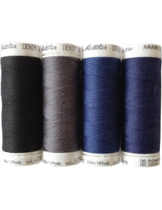 Set mit 4 dunkelblauen Denim-Nähgarnen von Mettler 2