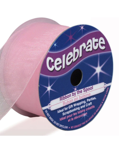 Organza-Band Celebrate Rosa - 32 mm x 5 m