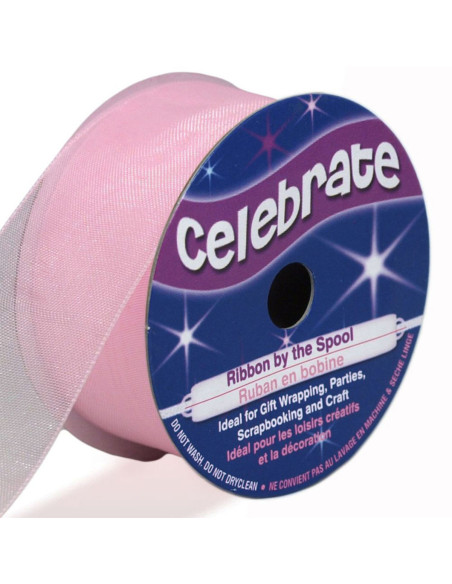 Organza-Band Celebrate Rosa - 25 mm x 5 m