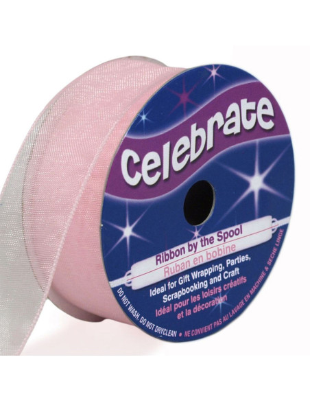 Organza-Band Celebrate Rosa - 20 mm x 5 m