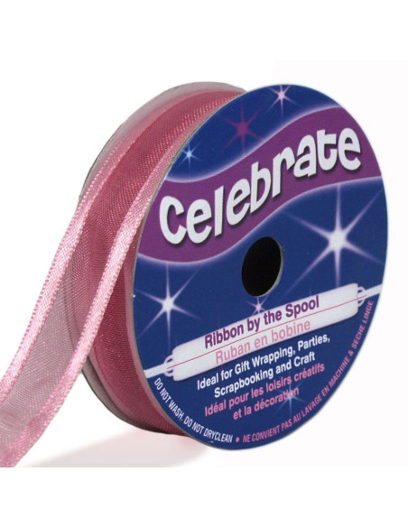 Organza-Band Celebrate Rosa - 12 mm x 5 m