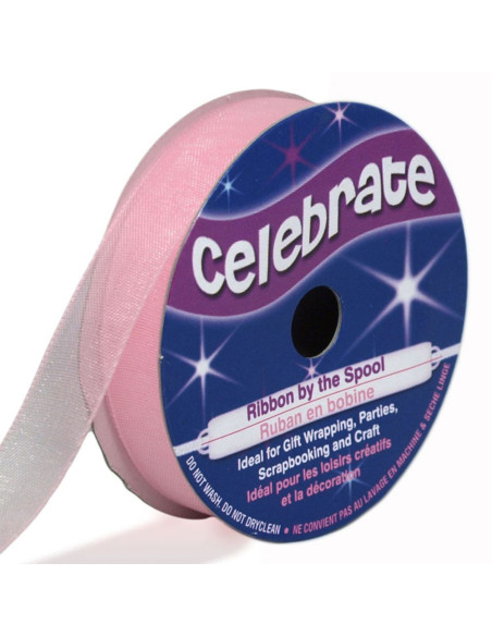 Organza-Band Celebrate Rosa - 12 mm x 6 m