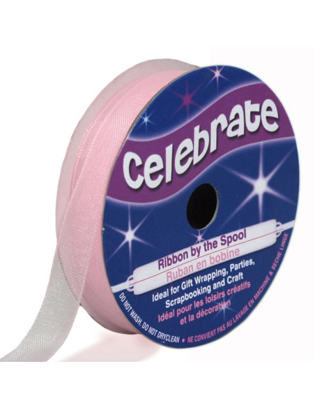 Organza-Band Celebrate Rosa - 9 mm x 8 m