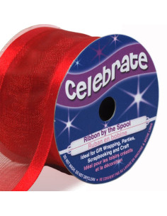 Organza-Band Celebrate rot - 38 mm x 4 m