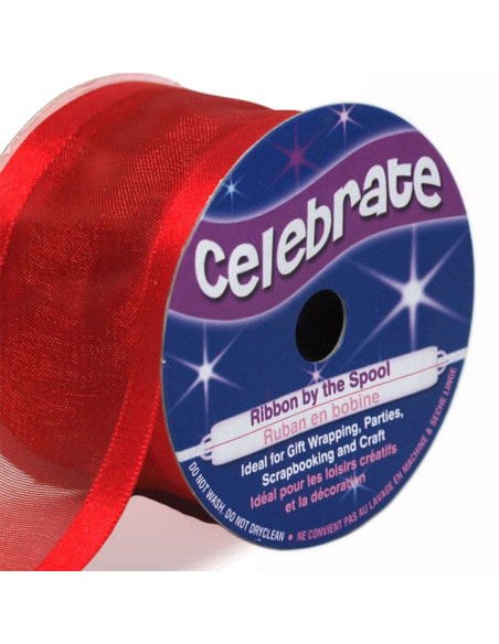 Organza-Band Celebrate rot - 38 mm x 4 m