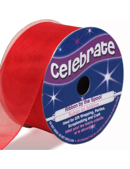 Rotes Organza-Band Celebrate - 32 mm x 5 m
