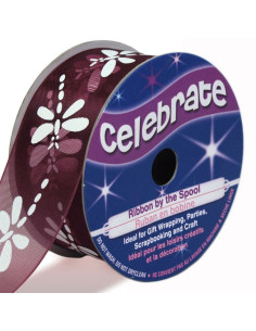 Organza-Band Celebrate Libelle Pflaume - 25 mm x 3 m