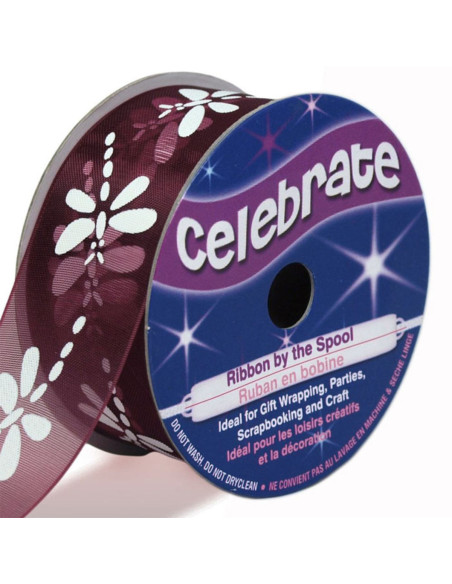 Organza-Band Celebrate Libelle Pflaume - 25 mm x 3 m