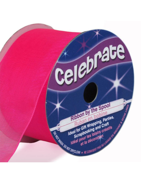 Organza-Band Celebrate fuchsia - 32 mm x 5 m