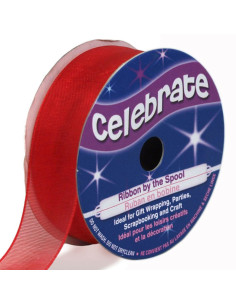 Organza-Band Celebrate rot - 20 mm x 5 m