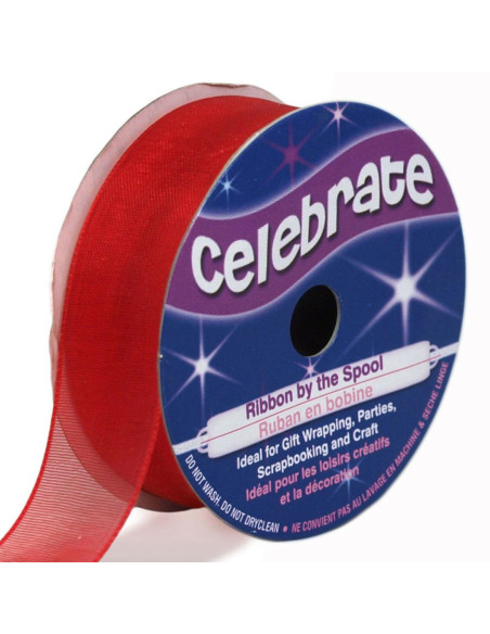 Organza-Band Celebrate rot - 20 mm x 5 m
