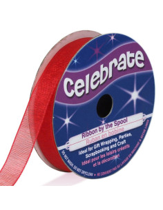 Organza-Band Celebrate rot - 9 mm x 8 m