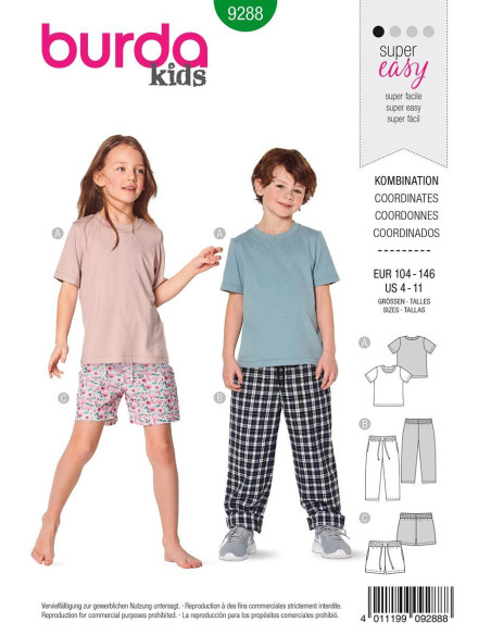 T-Shirt, Hose und Shorts Schnittmuster - Burda 9288
