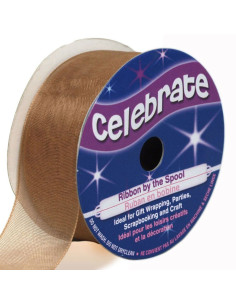 Organza-Band Celebrate braun - 25 mm x 5 m