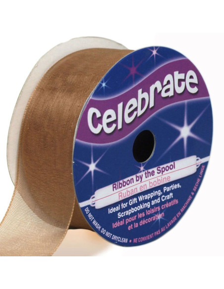 Organza-Band Celebrate braun - 25 mm x 5 m