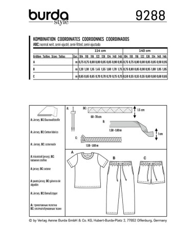 T-Shirt, Hose und Shorts Schnittmuster - Burda 9288