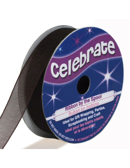 Organza-Band Celebrate Schokolade - 12 mm x 6 m