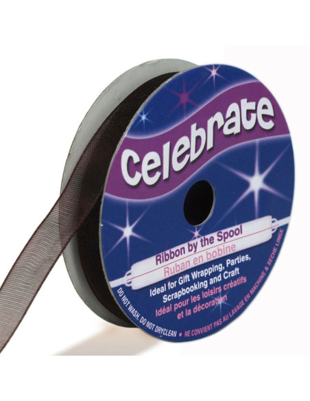 Organza-Band Celebrate Schokolade - 9 mm x 8 m