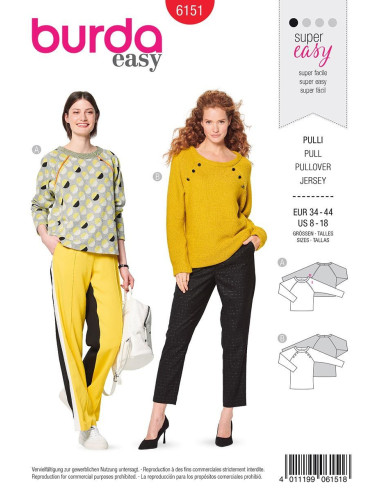 Pullover-Schnittmuster - Burda 6151