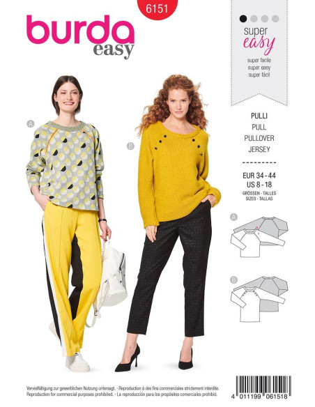 Pullover-Schnittmuster - Burda 6151