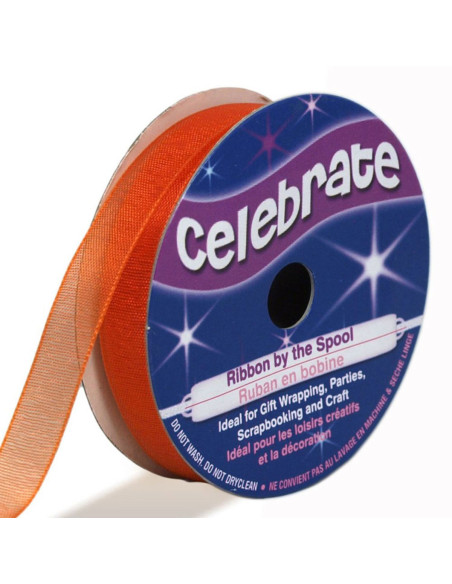 Organza-Band Celebrate orange - 9 mm x 8 m