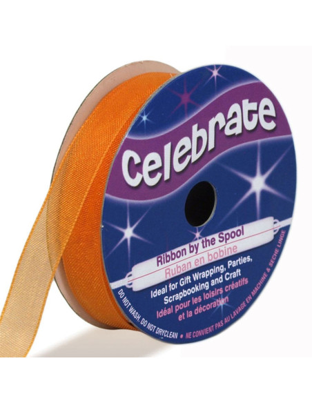 Organza-Band Celebrate orange - 9 mm x 8 m
