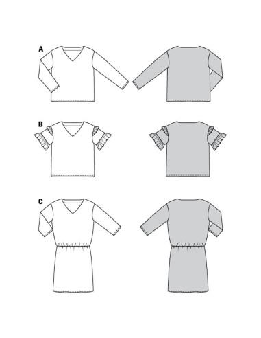 Blusen- und Kleider-Schnittmuster - Burda 6155