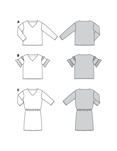Blusen- und Kleider-Schnittmuster - Burda 6155