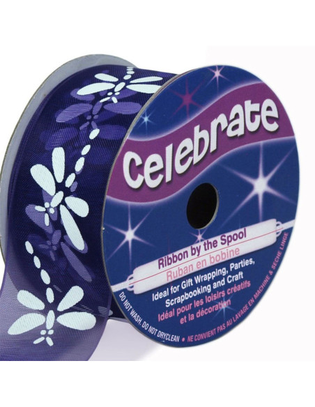 Organza-Band Celebrate lila Libelle - 25 mm x 3 m