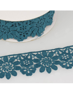 Guipure Blumen 55 mm - Entenblau