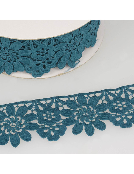 Guipure Blumen 55 mm - Entenblau