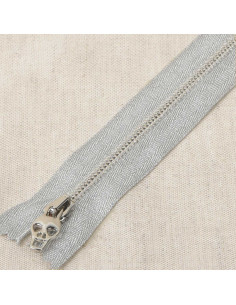 Metallverschluss Lurex Totenkopf - Silber