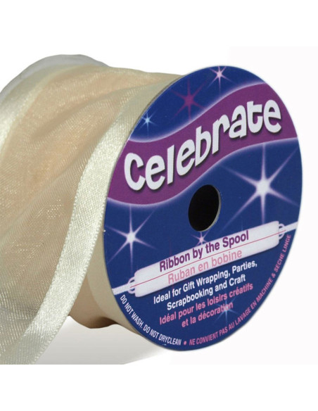 Organza-Band Celebrate Elfenbein - 38 mm x 4 m