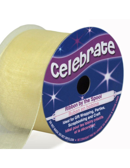 Organza-Band Celebrate Creme - 32 mm x 5 m