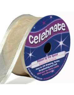 Organza-Band Celebrate Creme - 25 mm x 4 m