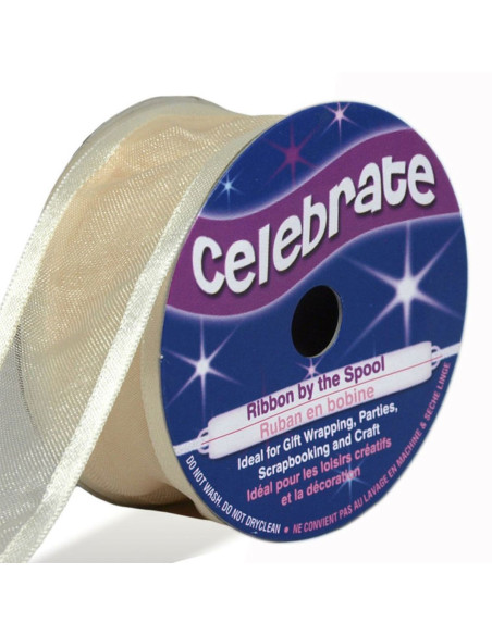 Organza-Band Celebrate Creme - 25 mm x 4 m