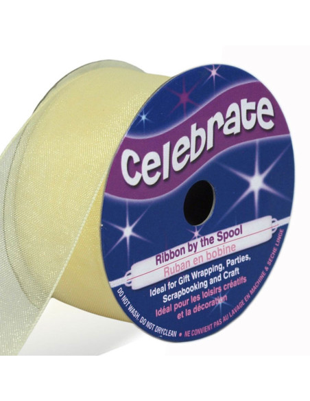 Organza-Band Celebrate Creme - 25 mm x 5 m