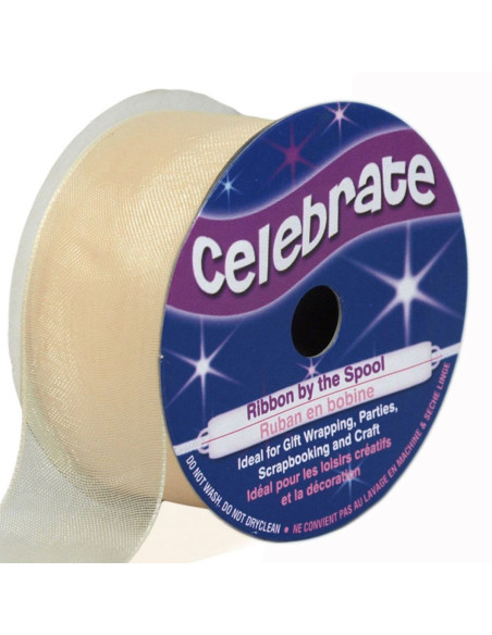 Organza-Band Celebrate Elfenbein - 25 mm x 5 m