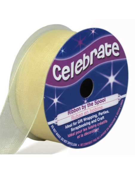 Organza-Band Celebrate Creme - 20 mm x 5 m