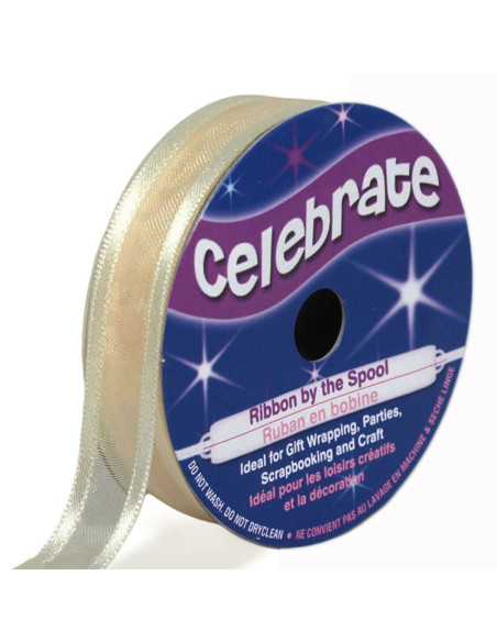 Organza-Band Celebrate Creme - 12 mm x 5 m