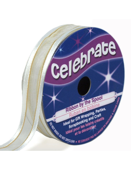 Organza-Band Celebrate weiß - 12 mm x 5 m