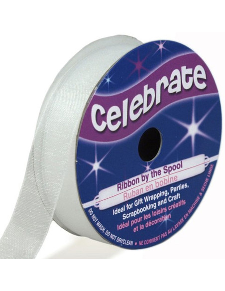 Organza-Band Celebrate weiß - 12 mm x 6 m