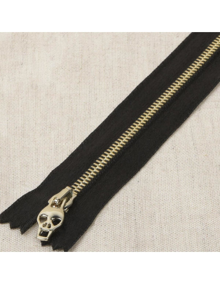 Satin-Metall-Lurex-Verschluss Totenkopf - Gold