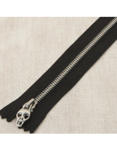 Satin-Metall-Lurex-Verschluss Totenkopf - Silber