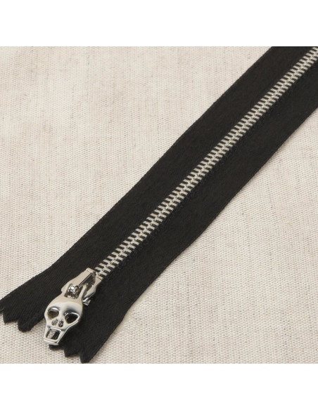 Satin-Metall-Lurex-Verschluss Totenkopf - Silber