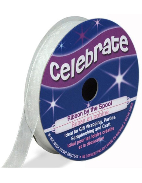 Organza-Band Celebrate weiß - 6 mm x 8 m