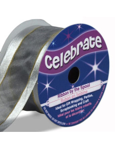 Organza-Band Celebrate Silber - 32 mm x 4 m