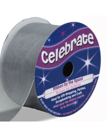 Organza-Band Celebrate Silber - 32 mm x 5 m