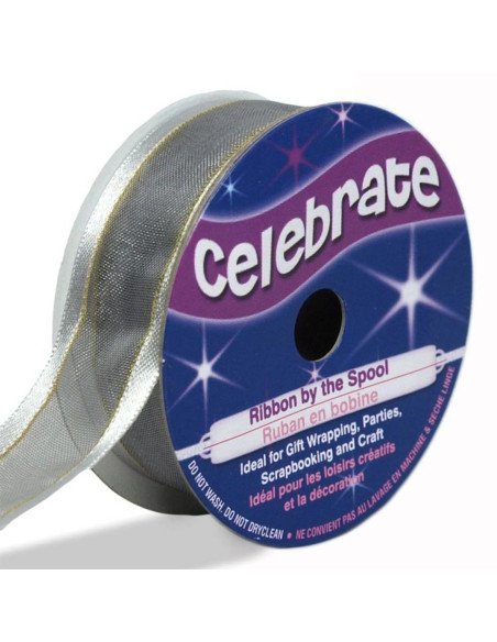 Organza-Band Celebrate Silber - 20 mm x 4 m
