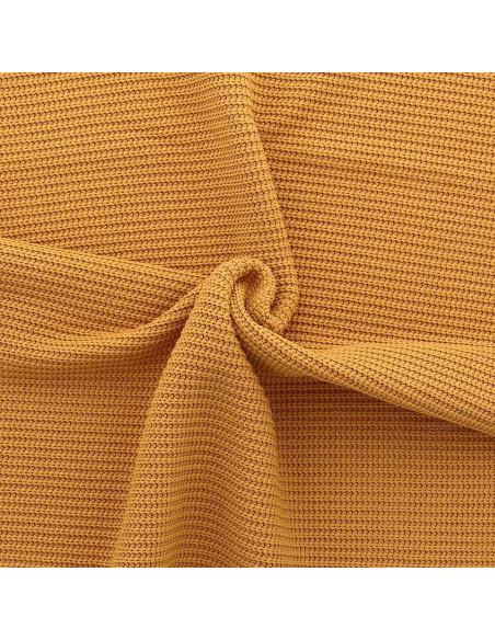 Jersey-Strickgewebe mit Relief - Senfgelb